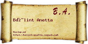 Bálint Anetta névjegykártya