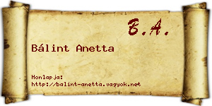 Bálint Anetta névjegykártya