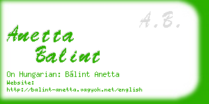 anetta balint business card