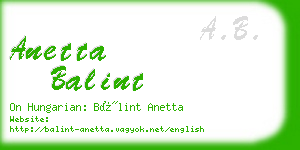 anetta balint business card